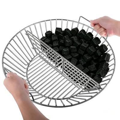 CANDANA Charcoal Ash Basket with 2-Piece Removable Divider, Stainless Steel Charcoal Basket for XL Big Green Egg and Kamado Joe 24-Inch Big Joe, Kamado Grill Accessories for Two-Zone Cooking