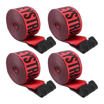 4 Inch Winch Straps 30 FT Heavy Duty Truck Straps with Flat Hook, 6000LB Working Load 18000LB Break Strength, Tree Saver Tie Downs for Flatbed Trailers Off-Road Recovery (4 Pack) (Red)