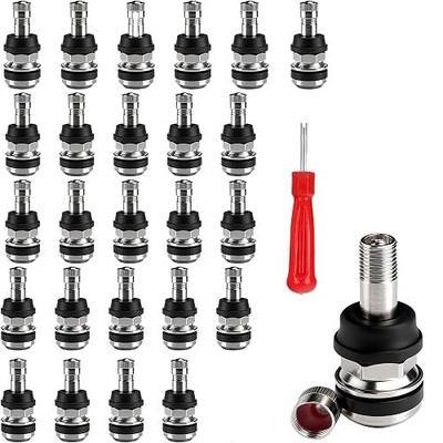 TR416 Metal Valve Stems 25PCS, Bolt-in High Pressure Stems 0.453"/0.625" | TR416 25PCS Metal Valve Stems, Bolt-In High Pressure Design Fits 0.453" & 0.625" Rim Holes for Car & Truck