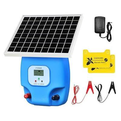 Solar Electric Fence Charger, 1.5 Joules Energizer with LCD Display, 8000 mAh Lithium Battery & 10W Solar Panel - Ideal for Livestock, Pet, Poultry, Gardens, Orchards Protection, 5-Mile Range
