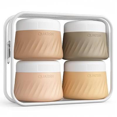 Quatish 2oz Travel Size Containers for Toiletries, 4 Pack, Apricot | Leakproof, TSA Approved Silicone Jars, Easy to Clean, Portable Travel Essentials for Lotion Cosmetics Medicines and Jewelry