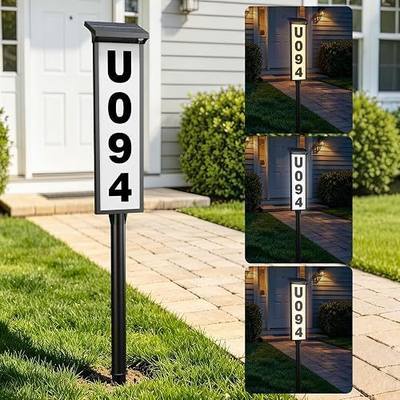 Solar Address Sign, Lighted House Numbers for Outside Waterproof, 3 Colors LED Illuminated Address Plaque with Stakes, Solar Address Numbers for House Yard Garden Street