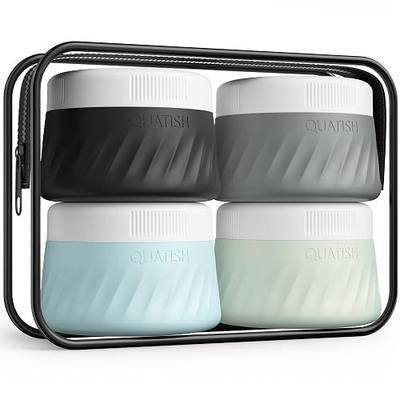 Quatish 3oz Travel Size Containers for Toiletries, 4 Pack, Grey | Leakproof, TSA Approved Silicone Jars, Easy to Clean, Portable Travel Essentials for Lotion Cosmetics Medicines and Jewelry