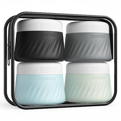 Quatish 2oz Travel Size Containers for Toiletries, 4 Pack, Grey | Leakproof, TSA Approved Silicone Jars, Easy to Clean, Portable Travel Essentials for Lotion Cosmetics Medicines and Jewelry