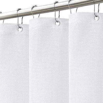 LXBNI White Waffle Shower Curtain, Cotton Blend with Metal Hooks, 72x72 | Water Repellent & Machine Washable, Weighted Hem for Better Drape, Hotel Style Spa-Inspired Look for Modern Bathrooms
