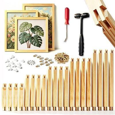 20pcs Needlepoint Stretcher Bars in 5 Sizes with Hammer,Tacks & Remover | Stretcher Bars for Needlework 6",8",10",12",14" by 4/5 Inch丨Wooden Splicing Frame for Embroidery,Cross Stitch & Canvas Craft