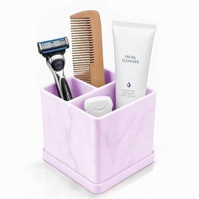 Silicone Toothbrush Holders for Bathrooms Marble Purple, 3-Slot Electric Toothbrush Holder and Organizer, Bathroom Toothbrush Holder Set, Soft Countertop Tooth Brush Holder, Portable and Easy to Clean