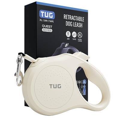 TUG Quest Retractable Dog Leash | 360° Tangle-Free | 26 ft Tape (XL, Cream) | 360° Tangle-Free Retraction, 26 ft Strong Nylon Tape