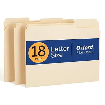 Oxford File Folders, 18 Pack, Letter Size (8.5" x 11"), 3 Tabs, Durable Manila Paper, for School, Office & Home Document Organization