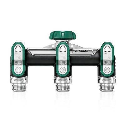 Garden Hose Splitter 3 Way,Metal Heavy Duty Water Hose Splitter | with Shut Off Valves,Large Easy-Turn Handles,3/4" GHT Full Flow Outdoor Spigot Faucet for and horticultural use(Green)