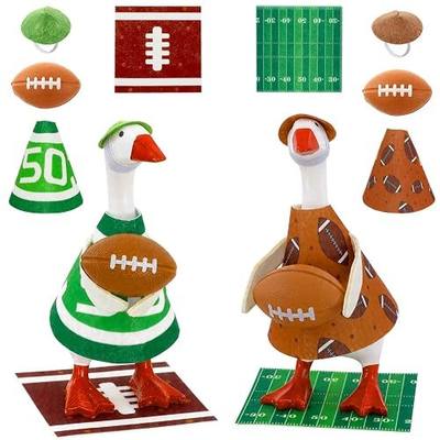 7 Inch Desk Goose Outfits, Football Desk Goose Clothes with Floor Mat, Table Decor for Goose Statues Office and Home, Football Day Party Supplies