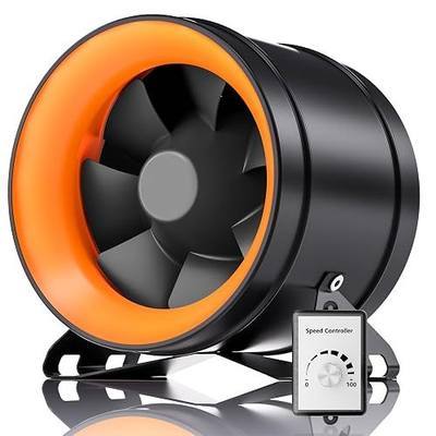 Hon&Guan PRO 8 Inch Inline Duct Fan - 830 CFM with Quiet EC Motor & Speed Controller, Ventilation Exhaust Fan for Heating Cooling, Grow Tents, Hydroponics (Black&Orange)