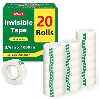 SWRT Invisible Tape Refills, 20 Rolls, 3/4 in x 1000 in, Matte Finish | Blends into Paper; Easy to Write On; Neat Paper Repairs; Quick Label Fixes; Fits Tape Dispensers; Office, School, Home