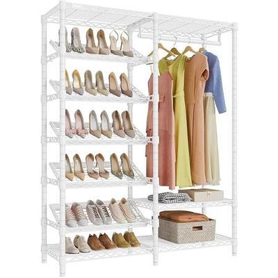 VIPEK S20 Clothes Rack with Heavy Duty Shoe Shelves (25° tilt angle), 850lbs Freestanding Metal Clothing Rack with 10-Tiers Shelves, Adjustable and Removable, Space Saving Closet Organizer, White