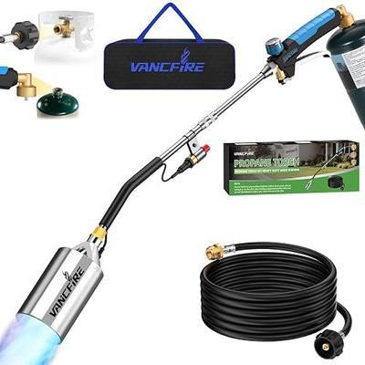 Propane Torch Weed Burner Kit with Storage Bag, Heavy Duty High Output Blow Torch with 1 lb Propane Cylinder Adapter & 10FT Hose, Flamethrower with Turbo Trigger for Weeding, Roofing(33IN)