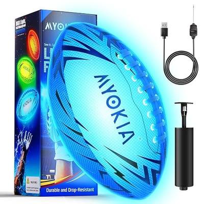 Size 6 Blue Rechargeable RGB Glow Water Football | Pool Beach Night Game Toy Birthday Gifts for Kids Ages 8 9 10 11 12+