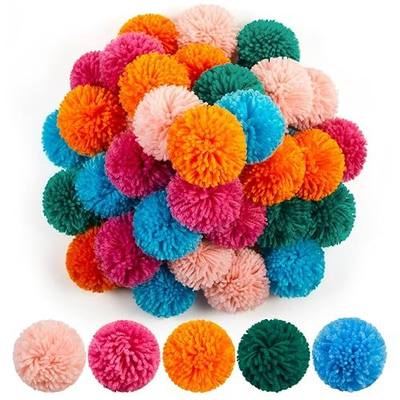 Gemscream 50 Pcs 3 Inch Colorful Yarn Pom Poms Bulk, Large Fuzzy Craft Pom Balls for DIY Hats, Birthday Wedding Party Supplies, Back to School Garland, Nursery Styling and Home Decor