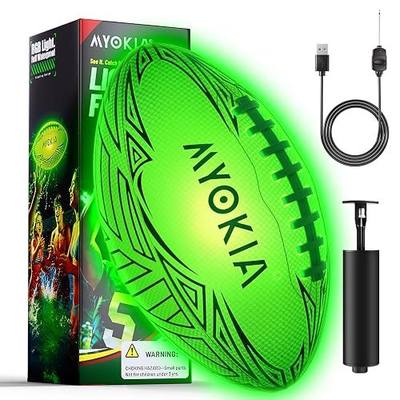 Size 6 Green Rechargeable Light Up Glow in the Dark Water Football | Fun Outdoor Games Toys Birthday Gifts for 8 9 10 11 12+ Year Old Boys Girls