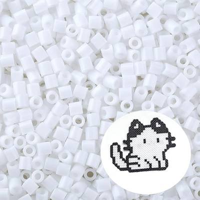 ZHIYUXI 2500Pcs White Fuse Beads 5mm Iron Beads Melty Beads Hama Beads Kit for DIY Crafts, Jewelry Making, Bulk