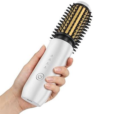 CARESKY® Cordless Curling Iron Brush, Rechargeable Travel Curling Iron with 200 Million Negative Ions, Portable Battery Curling Iron Brush, Cordless Heated Round Hair Curler Brush for Hair Styles