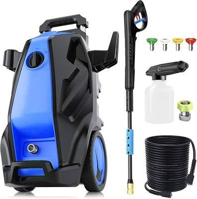 Heavy Duty 5000PSI 4.0GPM Electric Pressure Washer with 33FT Hose, 4 QC Nozzles for Cars/Fences/Patios/Home Cleaning, Blue