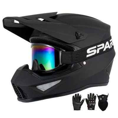 Youth Kids Motocross Helmet, Adult ATV Dirt Bike Helmet with Goggles Gloves & Mask Quick, Full Face Motorcycle Helmet with Quick Release Buckle DOT Certified