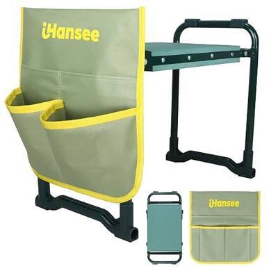 Garden Kneeler and Seat, Foldable Garden Stool with Handles, Heavy Duty All Metal Frame, Gardening Kneeling Bench Workseat w/Tool Pouch for Women Men Seniors, Weeding&Planting, Gardening Gift