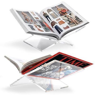 Acrylic Book Stand for Display, Large Book Holder 12.2"x9"x5.1" for Display and Reading, Book Display Stand, Open Bookstand for Cookbook, Bible, Coffee Table Book, Microfiber Cloth Included, Clear
