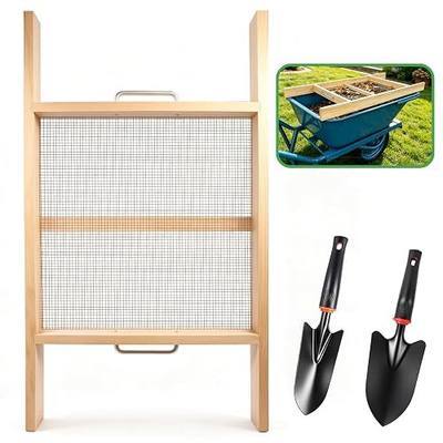 Large Soil Sifter for Gardening, Rock Dirt Soil Sifter Fits Wheelbarrow, Heavy Duty Garden Dirt Sieve 304 Stainless Steel 1/4'' Mesh Compost Sifter for Sand, Leaves & Compost,Gravel