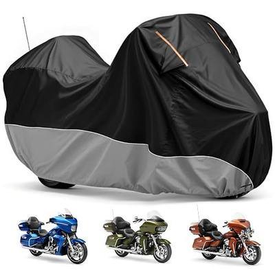 Waterproof Motorcycle Cover 420D Oxford All Weather Motorcycle Cover,Fit for Harley Davidson Touring,Touring Ultra Limited Road King Street Glide Road Glide Electra Glide(116" x 47" x 53") (Gray)