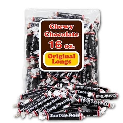 Long Chews Original, 1 lb Bulk Bag, Individually Wrapped Chewy Chocolate Candies, Classic Taffy.