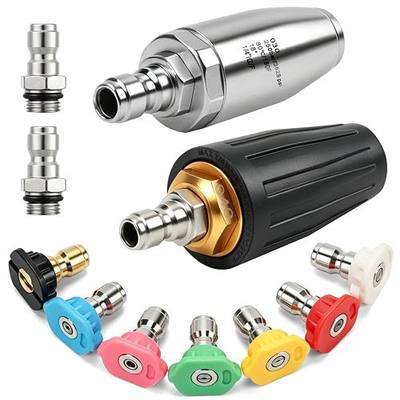 Pressure Washer Nozzles, 2 Pack 4000 PSI 360° Rotating Pressure Washer Tips Turbo Nozzle with 1/4" Quick Connect,7 Pack Pressure Washer Nozzle Tips Powerfully Cleaning for Car Concrete Brick