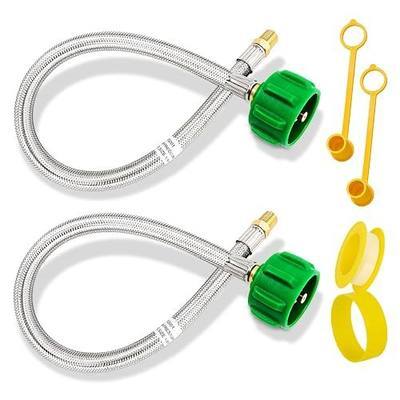 2 Pack RV Propane Hoses, 15 Inch Braided Stainless Steel Camper Tank Hoses with 1/4 Male NPT & QCC1 Connectors, Propane Pigtail Hoses for Travel Trailer Camper Dual Tank Regulators Camping BBQ