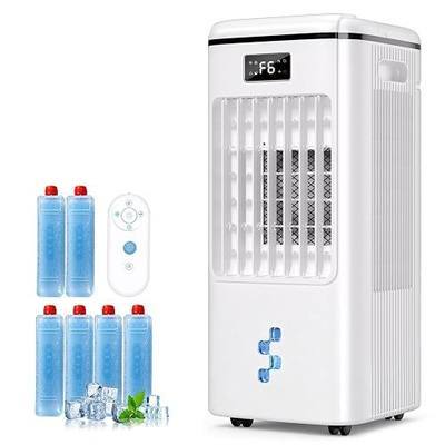 Portable Evaporative Air Conditioners, 4-in-1 Swamp Cooler with 2-Gallon Tanks, 16ft/s Remote Control, Quiet Operation, Windowless Air Cooler for Bedroom Living Room Office