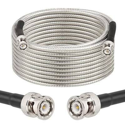 BNC Cable -RG58 25FT BNC Coaxial Cable 50 ohm Male to Male Coax Cable Low Loss for Antennas, RF Radios, Modems, Oscilloscopes, Spectrum, etc (Transparent)