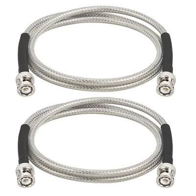 MOOKEERF BNC Cable -2PCS RG58 3FT BNC Coaxial Cable 50 ohm Male to Male Coax Cable Low Loss for Antennas, RF Radios, Modems, Oscilloscopes, Spectrum, etc (Transparent)
