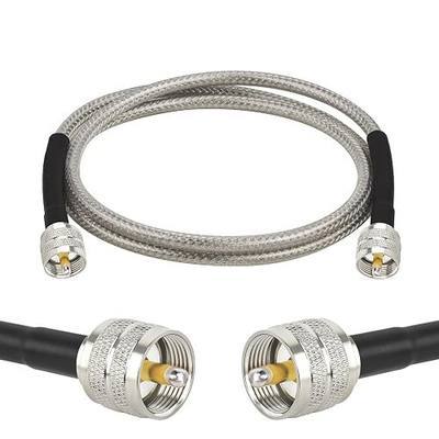 MOOKEERF Cb Coax Cable - 3FT RG58 UHF PL259 Coaxial Cable Male to Male Cb Antenna Cable 50 Ohm for HAM Radio, Antenna Analyzer, Dummy Load, SWR Meter (Transparent)