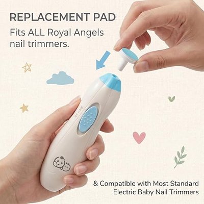 Royal Angels 8pk Universal Fit 8pk Baby Nail File Pads, Blue, 12M+ | Gentle & safe for toddlers and children, compatible with most electric nail trimmers.