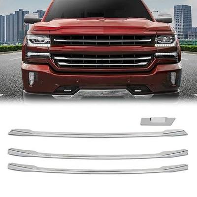 PIT66 Chrome Snap-On Grille Overlay Fit 2016-2019 Chevy Silverado 1500 | Grill Cover Fit 2016-2018 Silverado 1500 LT Z71, 2019 Silverado 1500 LD (Old Body), Not Fit Standard LT
