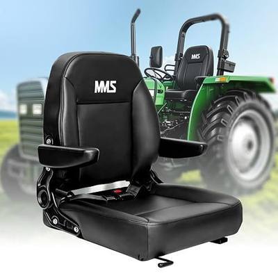 MMS Universal Tractor Seat, Easy Installation, Forklift Seat with Adjustable Removable Seat Belts, Armrests, and Backrests,for Tractor, Lawn Mower, Skid Streer Loader, Excavators and Other Machinery