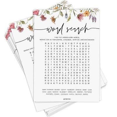 GardenCity Baby Shower Word Search Game, Boy or Girl, 50 Cards, Wildflower