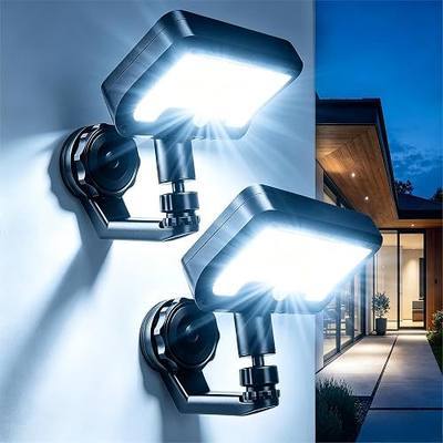 Akynite Magnetic Solar Lights Outdoor, Motion Sensor, Dual Charging, 92LED | 600LM, 4 Lighting Modes, IP65 Waterproof RV Camper Exterior Lights, Solar Security Flood Light for Deck Wall Camping Trailer