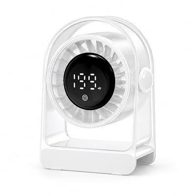Portable Desk Fan for Bedroom, 199-Speed Turbo Airflow,Rechargeable USB Desk Fan with LED Display, 180° Adjustable Tilt, Small Table Fan for Home Office Outdoor (White)