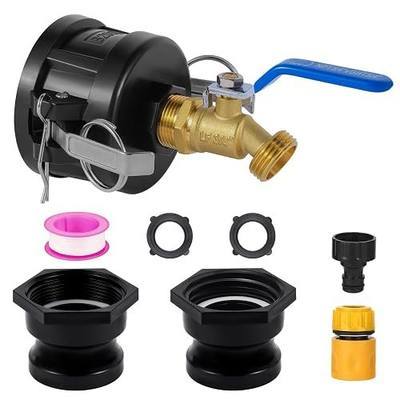 VYH IBC Tote Hose Adapter, 2" Cam Lock Fitting, 2 "Fine, and 2" Coarse Thread, 275-330 Gallon IBC Tote Tank, 3/4" Male NPT Inlet ×3/4" Male GHT Brass Faucet and Garden Hose Connector
