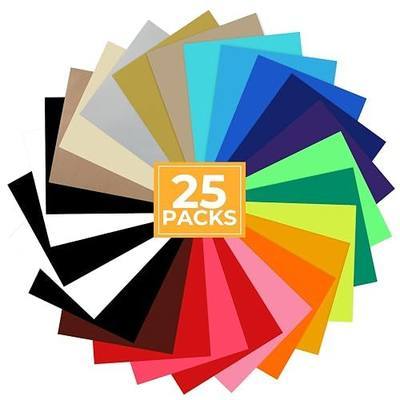 HTVRONT Heat Transfer Vinyl - 25 Packs HTV Vinyl for T-Shirts | Easy to Cut & Weed Iron on Vinyl for Craft Project, Personalized Gift, School Event, 20 Vibrant Color HTV for All Cut Machine