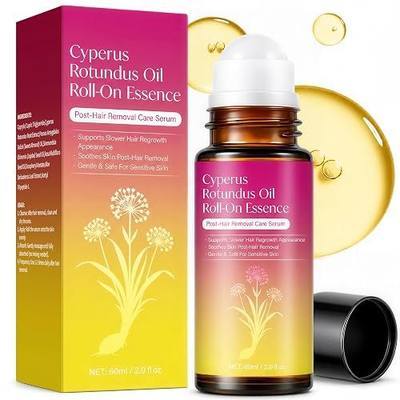 ZIIDII Cyperus Rotundus Oil Serum Roll-On, Natural Cyprus Cypress Oil for Hair Removal, Hair Growth Inhibitor to Reduce Unwanted Body Hair, Soothes & Smooths Skin, 2.02 Fl Oz