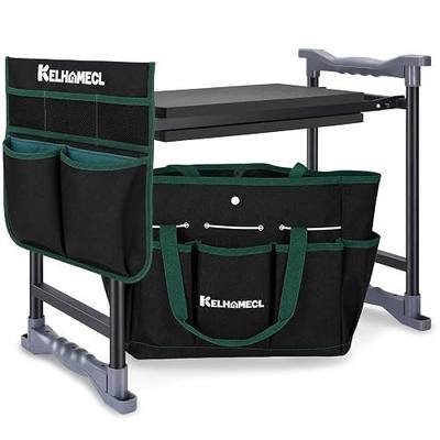 Garden Kneeler and Seat - Extra Wide Thick EVA Pad, Heavy Duty Foldable Garden Bench Holds 350lbs, 2-in-1 Gardening Stool with Detachable Tool Bags, Gardening Gifts for Women, Men & Seniors