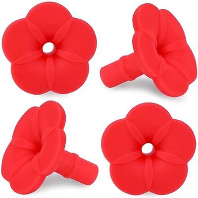 Silicone Hummingbird Feeder Replacement Flowers, Hummingbird Feeding Ports | 4 Pack Hummingbird Feeder Parts, Soft and Flexible Safe for Birds, 7 mm Stem and 3 mm Hole Fits Most Standard Feeders