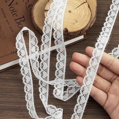 Lace Trim Ribbon, 20-Yard White Lace Ribbon, 1 Inch Width White Laces Trims, White Lace Trim Ribbon for Crafts Sewing and Bridal Wedding Dress Applique Decorations