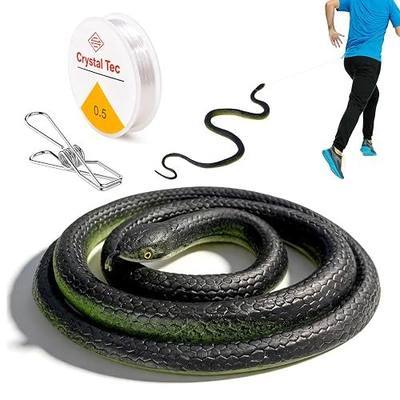 Hsxfl Fake Snake, Rubber Snake Prank with String and Clip, Realistic Snake Toy for Playing Jokes Prank Stuff for Halloween Party Favor